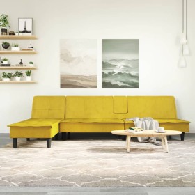 L-shaped yellow velvet sofa bed 255x140x70 cm by vidaXL, Sofas - Ref: Foro24-3157264, Price: 372,04 €, Discount: %