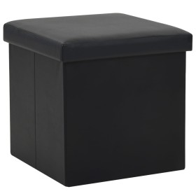 Black synthetic leather folding storage stool by vidaXL, Folding stools and chairs - Ref: Foro24-247081, Price: 25,54 €, Disc...