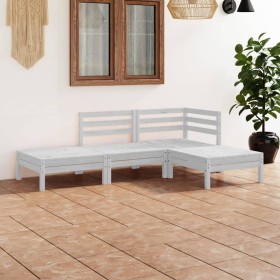 Gartenmöbel-Set 4-teilig aus massivem weißem Kiefernholz von vidaXL, Gartensets - Ref: Foro24-3082618, Preis: 183,23 €, Rabat...