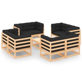 Garden furniture set 9 pieces and cushions solid pine wood by vidaXL, Garden sets - Ref: Foro24-3083735, Price: 720,99 €, Dis...