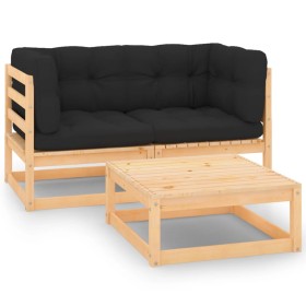 3-piece garden furniture set with solid pine wood cushions by vidaXL, Garden sets - Ref: Foro24-3083727, Price: 211,44 €, Dis...