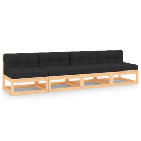 Gartenmöbel 4-teilig mit Kissen aus massivem Kiefernholz von vidaXL, Outdoor-Sofas - Ref: Foro24-3083745, Preis: 386,99 €, Ra...