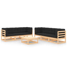 Garden furniture set 7 pieces and cushions solid pine wood by vidaXL, Garden sets - Ref: Foro24-3083744, Price: 567,66 €, Dis...