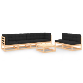 7-piece garden furniture set with solid pine wood cushions by vidaXL, Garden sets - Ref: Foro24-3083758, Price: 597,99 €, Dis...