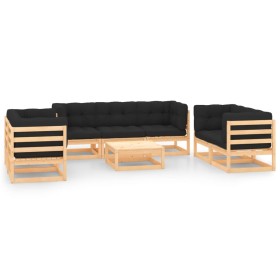 Garden furniture 8 pieces and cushions solid pine wood by vidaXL, Garden sets - Ref: Foro24-3083768, Price: 619,99 €, Discoun...