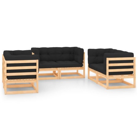 Garden furniture set 6 pieces and cushions solid pine wood by vidaXL, Garden sets - Ref: Foro24-3083765, Price: 485,89 €, Dis...