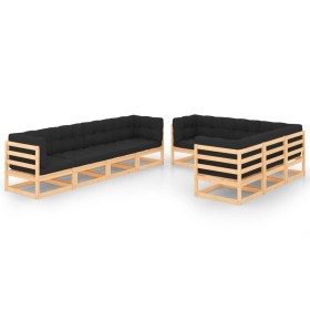 Garden furniture set 9 pieces and cushions solid pine wood by vidaXL, Garden sets - Ref: Foro24-3083810, Price: 815,99 €, Dis...