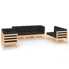 Garden furniture set 7 pieces and cushions solid pine wood by vidaXL, Garden sets - Ref: Foro24-3083804, Price: 595,72 €, Dis...