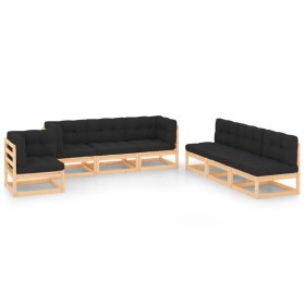 Garden furniture set 7 pieces and cushions solid pine wood by vidaXL, Garden sets - Ref: Foro24-3083823, Price: 623,99 €, Dis...