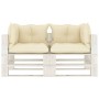 Garden 2-seater wooden pallet sofa with cream cushions by vidaXL, Outdoor sofas - Ref: Foro24-3052448, Price: 234,76 €, Disco...