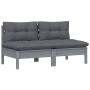 2-seater garden sofa with anthracite gray pine wood cushions by vidaXL, Outdoor sofas - Ref: Foro24-3095994, Price: 181,68 €,...