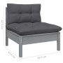 2-seater garden sofa with anthracite gray pine wood cushions by vidaXL, Outdoor sofas - Ref: Foro24-3095994, Price: 181,68 €,...