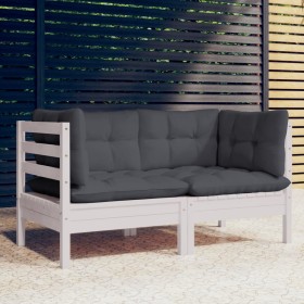 2-seater garden sofa with anthracite gray pine wood cushions by vidaXL, Outdoor sofas - Ref: Foro24-3096011, Price: 204,99 €,...