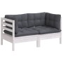 2-Sitzer-Gartensofa mit anthrazitgrauen Kissen aus Kiefernholz von vidaXL, Outdoor-Sofas - Ref: Foro24-3096011, Preis: 204,99...