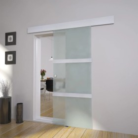 Puerta corredera de cristal y aluminio 178 cm plateado de vidaXL, Puertas - Ref: Foro24-60266, Precio: 204,99 €, Descuento: %