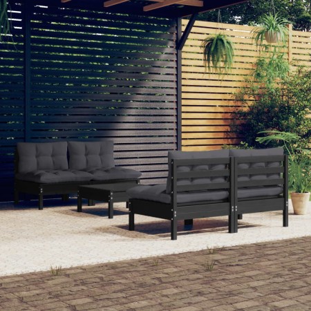 Garden furniture 5 pieces with anthracite pine wood cushions by vidaXL, Garden sets - Ref: Foro24-3096008, Price: 456,99 €, D...