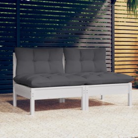 2-seater garden sofa with anthracite gray pine wood cushions by vidaXL, Outdoor sofas - Ref: Foro24-3095993, Price: 166,99 €,...