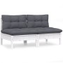 2-seater garden sofa with anthracite gray pine wood cushions by vidaXL, Outdoor sofas - Ref: Foro24-3095993, Price: 166,99 €,...