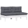 2-seater garden sofa with anthracite gray pine wood cushions by vidaXL, Outdoor sofas - Ref: Foro24-3095993, Price: 166,99 €,...