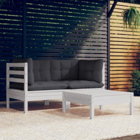 Garden furniture 3 pieces with anthracite pine wood cushions by vidaXL, Garden sets - Ref: Foro24-3096017, Price: 267,14 €, D...