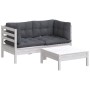 Garden furniture 3 pieces with anthracite pine wood cushions by vidaXL, Garden sets - Ref: Foro24-3096017, Price: 269,99 €, D...