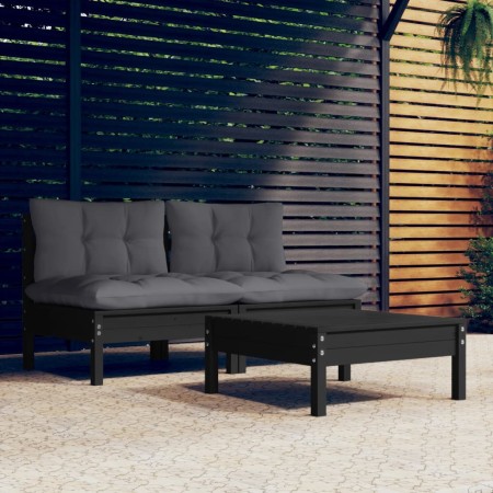 3-piece garden furniture set with anthracite cushions made of pine wood by vidaXL, Garden sets - Ref: Foro24-3096002, Price: ...