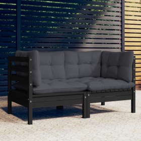 Garden sofa, 2 seats with anthracite gray pine wood cushions. by vidaXL, Outdoor sofas - Ref: Foro24-3096014, Price: 189,81 €...