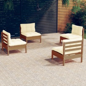 Garden furniture 4 pieces cream pine wood cushions by vidaXL, Garden sets - Ref: Foro24-3096031, Price: 321,96 €, Discount: %