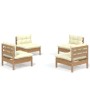 Garden furniture 4 pieces cream pine wood cushions by vidaXL, Garden sets - Ref: Foro24-3096031, Price: 321,99 €, Discount: %