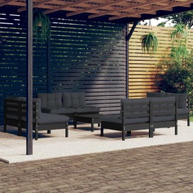 Garden furniture 9 pieces with anthracite pine wood cushions by vidaXL, Garden sets - Ref: Foro24-3096050, Price: 862,66 €, D...