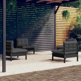 Garden furniture 4 pieces with anthracite pine wood cushions by vidaXL, Garden sets - Ref: Foro24-3096032, Price: 376,56 €, D...