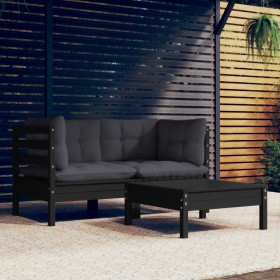 Garden furniture 3 pieces and anthracite gray pine wood cushions by vidaXL, Garden sets - Ref: Foro24-3096020, Price: 267,18 ...