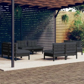 Gartenmöbel 8-teilig mit anthrazitfarbenen Kiefernholzkissen von vidaXL, Gartensets - Ref: Foro24-3096044, Preis: 750,99 €, R...