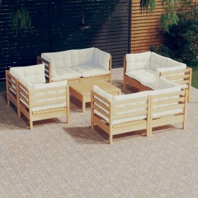 Garden furniture 9 pieces cream pine wood cushions by vidaXL, Garden sets - Ref: Foro24-3096064, Price: 735,44 €, Discount: %