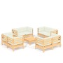 Garden furniture 9 pieces cream pine wood cushions by vidaXL, Garden sets - Ref: Foro24-3096064, Price: 735,44 €, Discount: %