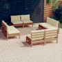 Garden furniture 8 pieces cream pine wood cushions by vidaXL, Garden sets - Ref: Foro24-3096043, Price: 640,72 €, Discount: %