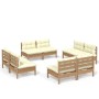 Muebles de jardín 8 piezas cojines madera de pino crema de vidaXL, Conjuntos de jardín - Ref: Foro24-3096043, Precio: 640,72 ...