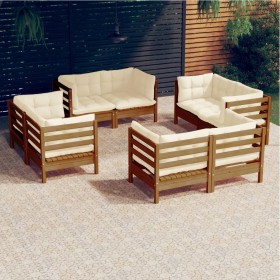 Garden furniture 8 pieces cream pine wood cushions by vidaXL, Garden sets - Ref: Foro24-3096061, Price: 808,30 €, Discount: %