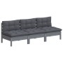 3-seater garden sofa with anthracite gray pine wood cushions by vidaXL, Outdoor sofas - Ref: Foro24-3096078, Price: 284,07 €,...