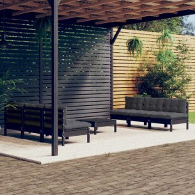 Muebles de jardín 7 pzas con cojines antracita madera de pino de vidaXL, Conjuntos de jardín - Ref: Foro24-3096098, Precio: 6...