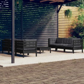 Muebles de jardín 7 pzas con cojines antracita madera de pino de vidaXL, Conjuntos de jardín - Ref: Foro24-3096122, Precio: 6...