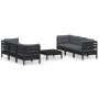 Garden furniture 7 pieces with anthracite pine wood cushions by vidaXL, Garden sets - Ref: Foro24-3096122, Price: 630,86 €, D...