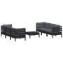 Garden furniture 7 pieces with anthracite pine wood cushions by vidaXL, Garden sets - Ref: Foro24-3096122, Price: 630,86 €, D...