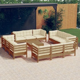 Garden furniture 13 pieces cream pine wood cushions by vidaXL, Garden sets - Ref: Foro24-3096073, Price: 1,00 €, Discount: %