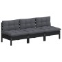 3-seater garden sofa with anthracite gray pine wood cushions by vidaXL, Outdoor sofas - Ref: Foro24-3096080, Price: 286,36 €,...