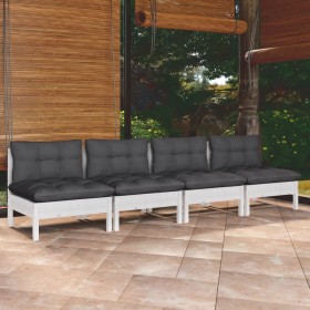 4-seater garden sofa with anthracite gray pine wood cushions by vidaXL, Outdoor sofas - Ref: Foro24-3096125, Price: 330,40 €,...