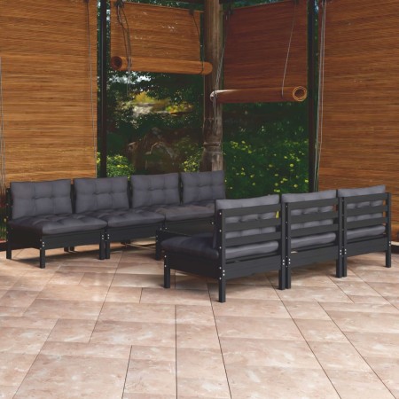 Garden furniture 8 pieces with anthracite pine wood cushions by vidaXL, Garden sets - Ref: Foro24-3096140, Price: 781,13 €, D...