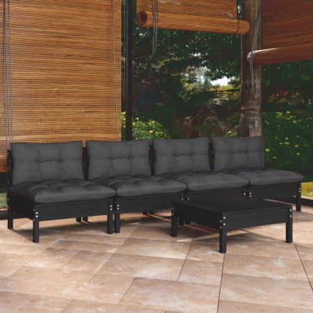 Muebles de jardín 5 pzas con cojines antracita madera de pino de vidaXL, Conjuntos de jardín - Ref: Foro24-3096134, Precio: 4...