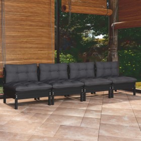 4-Sitzer-Gartensofa mit anthrazitgrauen Kissen aus Kiefernholz von vidaXL, Outdoor-Sofas - Ref: Foro24-3096128, Preis: 376,56...