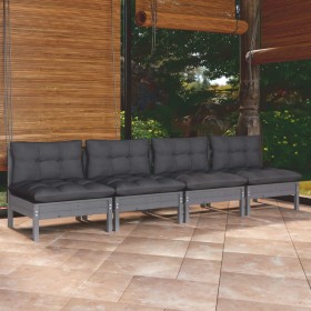 4-Sitzer-Gartensofa mit Kissen aus anthrazitgrauem Zirbenholz von vidaXL, Outdoor-Sofas - Ref: Foro24-3096126, Preis: 360,29 ...